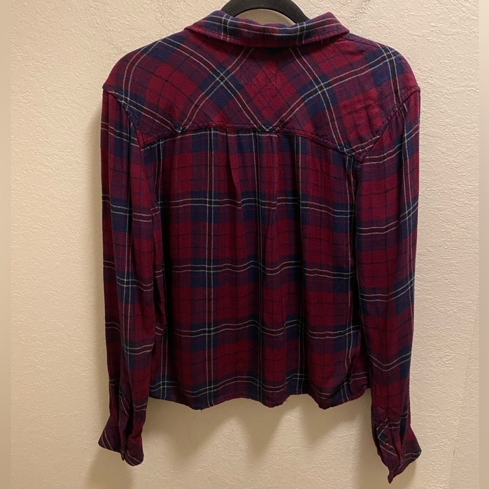 Rails Dylan Button Down Flannel In Oxblood/Navy Size M - Picture 10 of 12